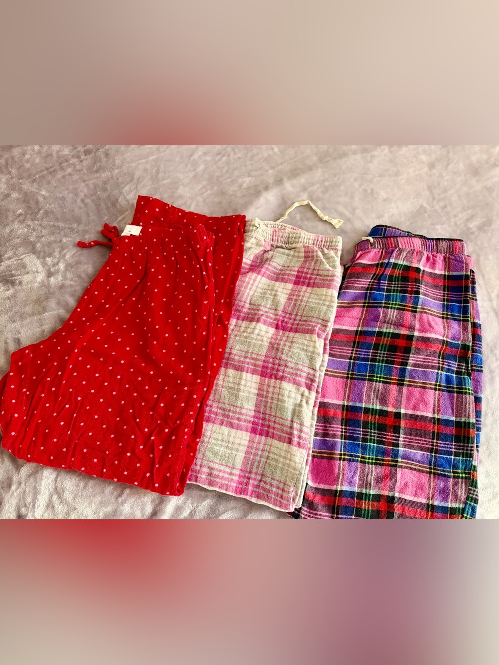 GAP WOMEN Red Polka Dot Pajama Bottoms with Pink Plaid Options-3PCS FOR $20